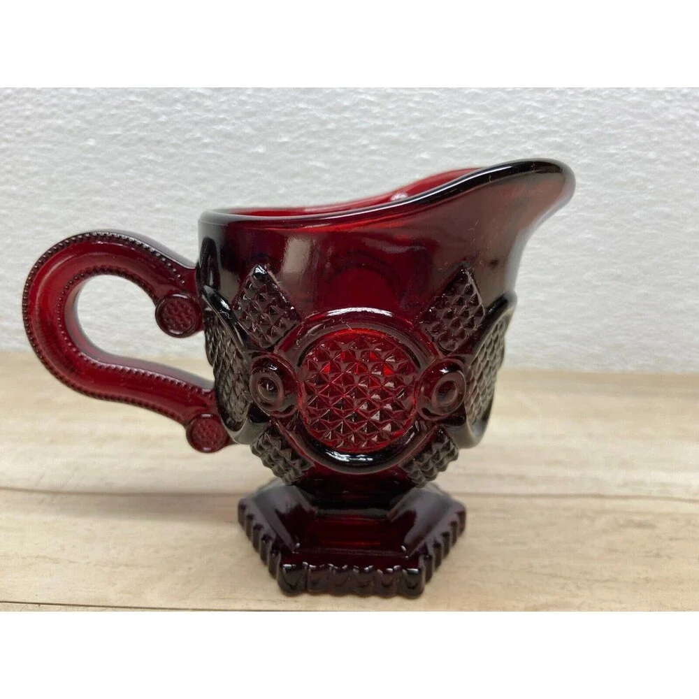 Vtg Avon Cape Cod Ruby Red Glass Creamer